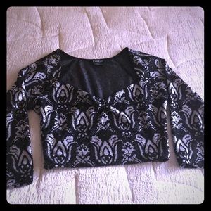 Bebe lace crop top small 3/4 sleeve